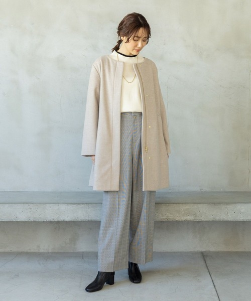 「GLOBAL WORK」 ノーカラーコート LARGE アイボリー レディース_画像8