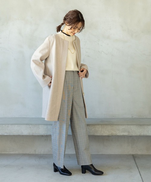 「GLOBAL WORK」 ノーカラーコート LARGE アイボリー レディース_画像9