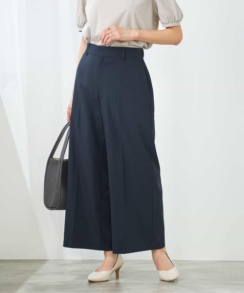 パンツ 「洗える/イージーケア/UVカット/接触冷感/吸水速乾」サマーストレッチクロップドパンツ レディースの画像