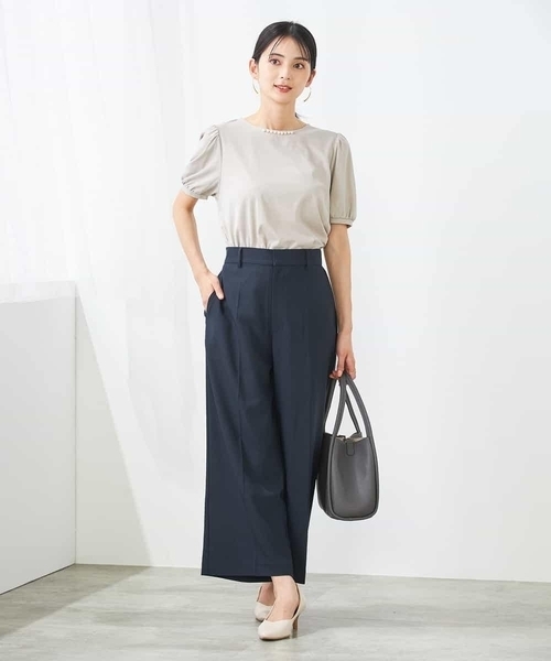 パンツ 「洗える/イージーケア/UVカット/接触冷感/吸水速乾」サマーストレッチクロップドパンツ レディースの画像