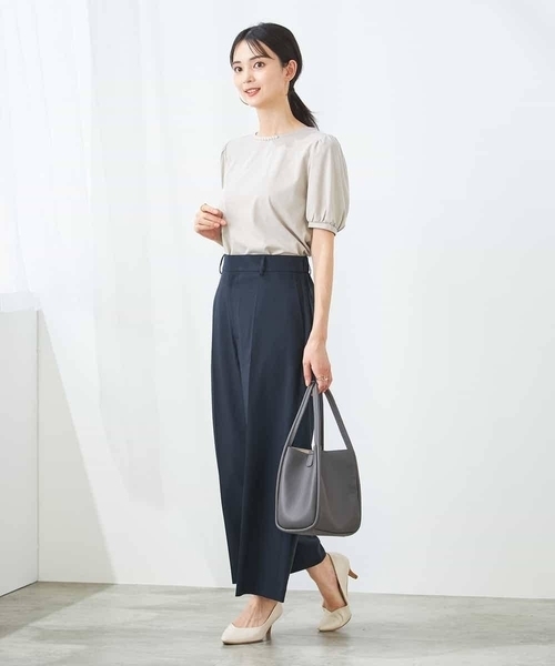 パンツ 「洗える/イージーケア/UVカット/接触冷感/吸水速乾」サマーストレッチクロップドパンツ レディースの画像