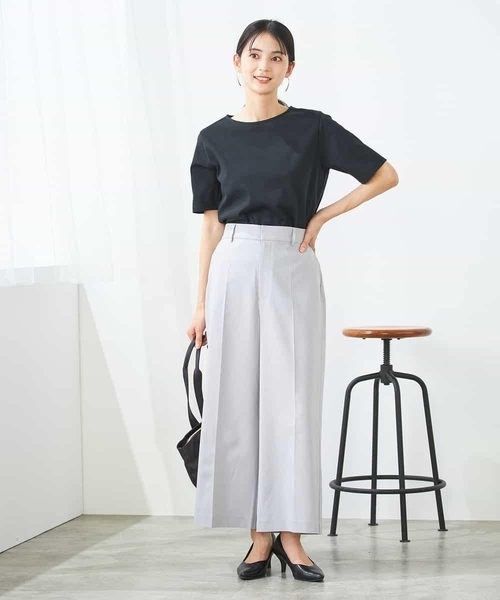 パンツ 「洗える/イージーケア/UVカット/接触冷感/吸水速乾」サマーストレッチクロップドパンツ レディースの画像