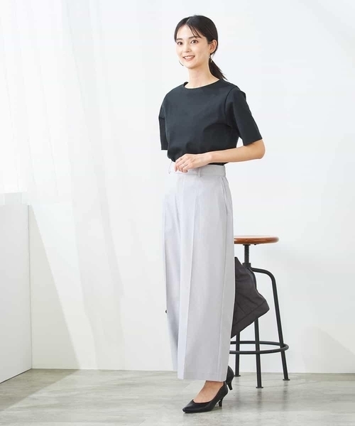パンツ 「洗える/イージーケア/UVカット/接触冷感/吸水速乾」サマーストレッチクロップドパンツ レディースの画像