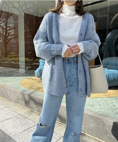 「Re:EDIT」 ニットカーディガン MEDIUM ベージュ レディース