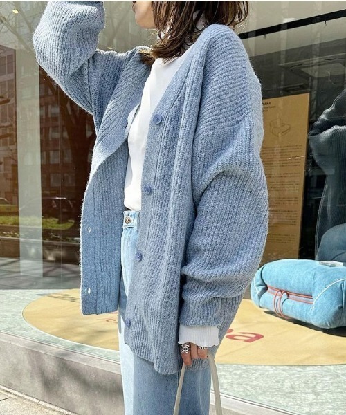 「Re:EDIT」 ニットカーディガン MEDIUM ベージュ レディース