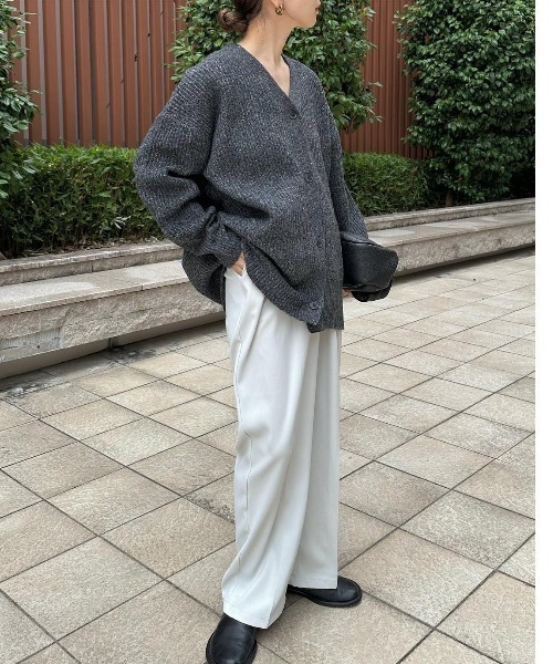 「Re:EDIT」 ニットカーディガン MEDIUM ベージュ レディース