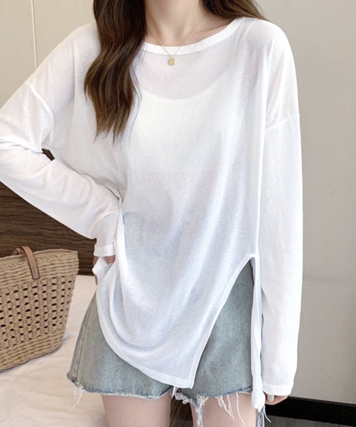 tシャツ サイドスリットシアートップス レディース : ZOZOTOWN