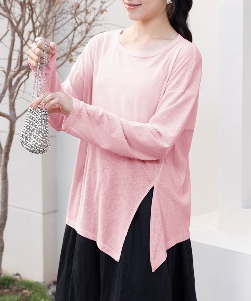 tシャツ サイドスリットシアートップス レディース : ZOZOTOWN