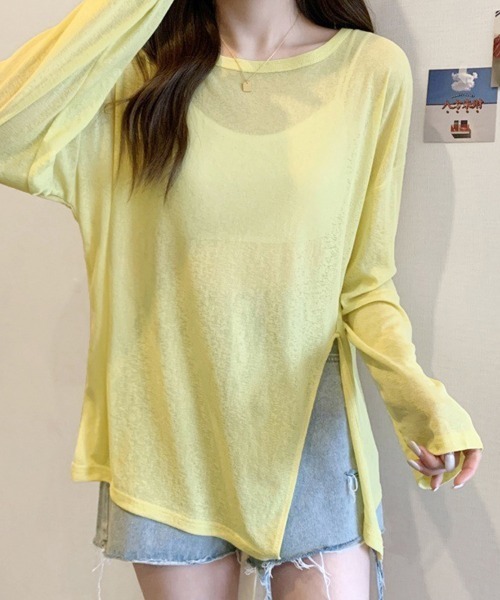 tシャツ サイドスリットシアートップス レディース : ZOZOTOWN
