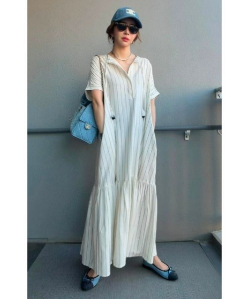 CHIC STYLE（シックスタイル） ワンピース 夏 半袖 ストライプフレンチ