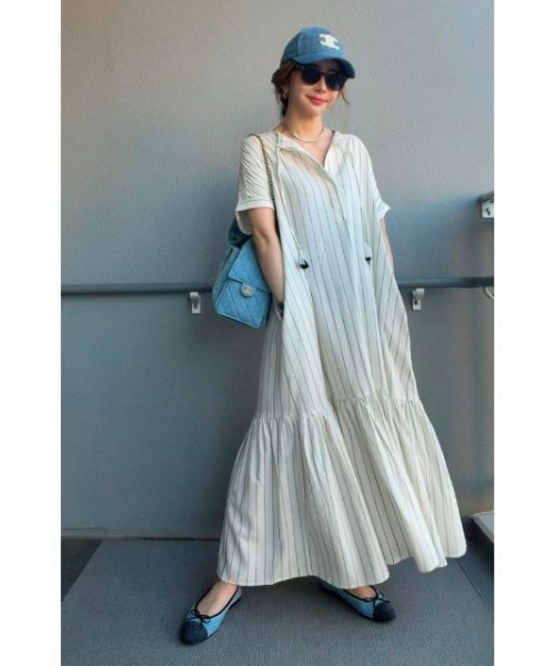 CHIC STYLE（シックスタイル） ワンピース 夏 半袖 ストライプフレンチ