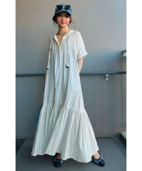 CHIC STYLE（シックスタイル） ワンピース 夏 半袖 ストライプフレンチ
