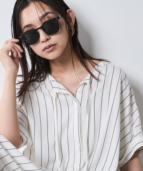 CHIC STYLE ワンピース ストライプフレンチスリーブロング