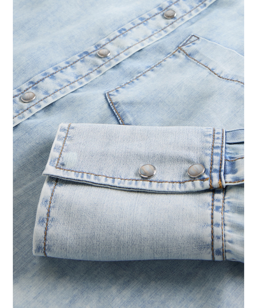 ブラウス シャツ Gapstudio ドレープデニム クロップドシャツ