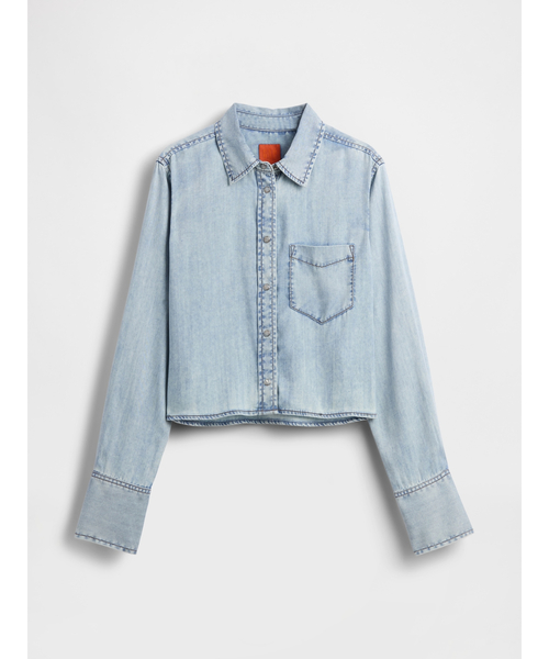 ブラウス シャツ Gapstudio ドレープデニム クロップドシャツ レディース ブラウス シャツ Gapstudio ドレープデニム クロップドシャツ
