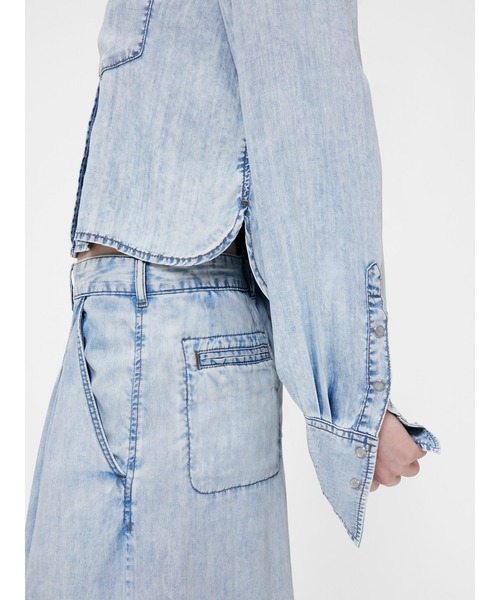 ブラウス シャツ Gapstudio ドレープデニム クロップドシャツ レディース ブラウス シャツ Gapstudio ドレープデニム クロップドシャツ