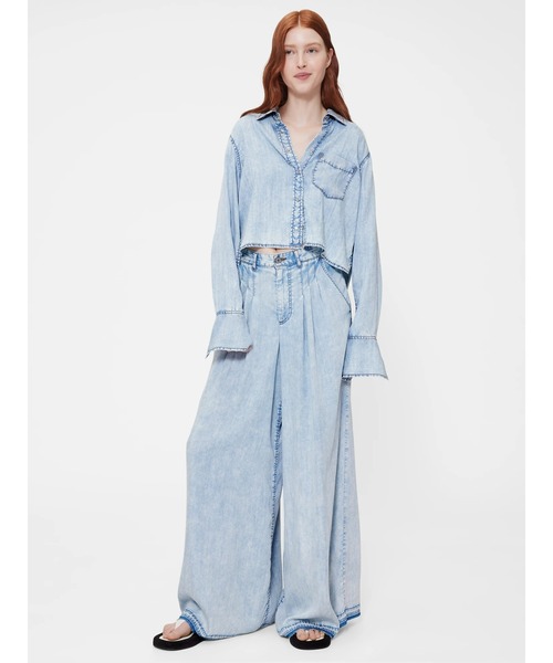 ブラウス シャツ Gapstudio ドレープデニム クロップドシャツ レディース ブラウス シャツ Gapstudio ドレープデニム クロップドシャツ