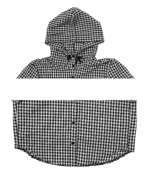 anyonemore ブラウス シャツ サッカーギンガムチェックサマーフード