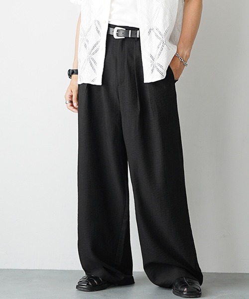 ワイドパンツ メンズ スラックス　ブラームス blurhms (ブラームス) Wool Ramie Super Wide Slacks / ウール
