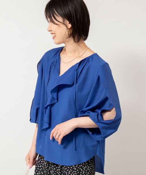 NOLLEY'S ブラウス シャツ スリットスリーブラッフルブラウス