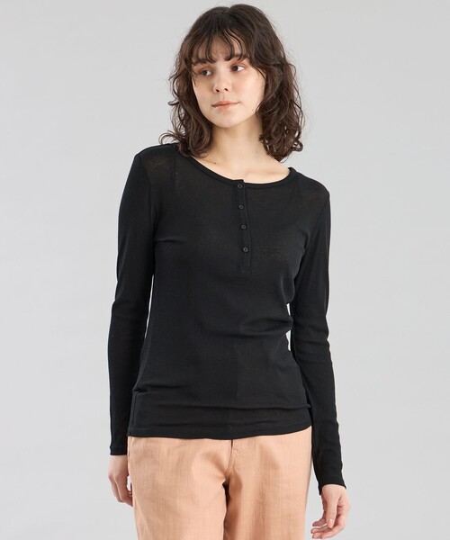 tシャツ GREY LABEL シアーヘンリーネック レディース