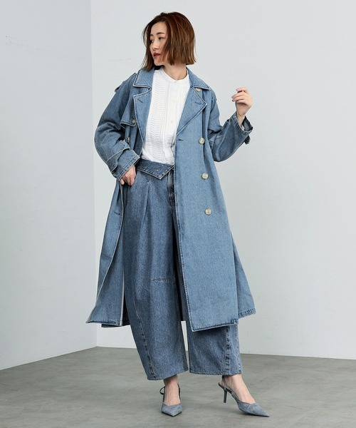 ✨美品✨　ディーゼル　デニムトレンチコート ライトブルー SOMETHING（サムシング） トレンチコート FREE ライトインディゴブルー