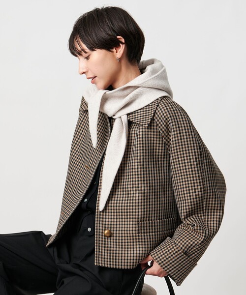 ストール　ユナイテッドアローズ Johnstons of Elgin＞カシミヤ チェック ストール
