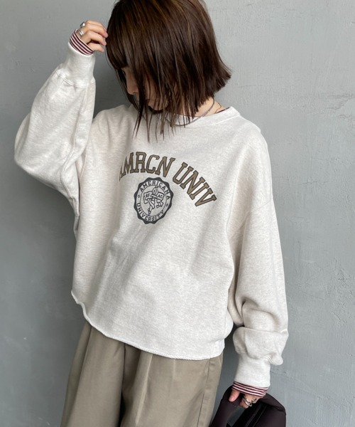 Americana アメリカーナ　バックプリント　トレーナー Americana/アメリカーナ] バックジップ ロゴプリントスウェット