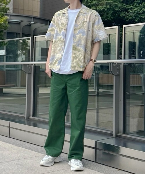 【ベージュ】シーズナルテキスタイルオープンカラーシャツ ラコステ LACOSTE シーズナルテキスタイルオープンカラーシャツ
