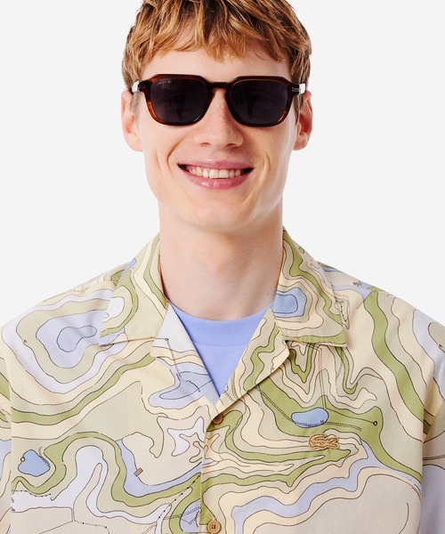 【グリーン】ルネ・ラコステテキスタイルオープンカラーシャツ ラコステ LACOSTE ルネ・ラコステテキスタイルオープンカラーシャツ