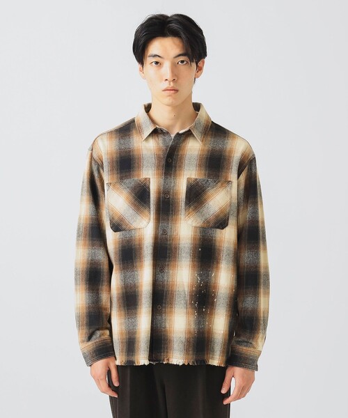 BEAMS HEART（ビームス ハート） シャツ ドリップ フェード ネルシャツ