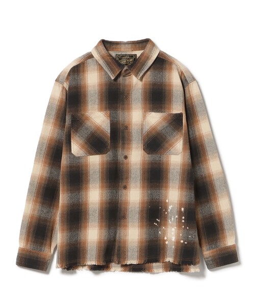 BEAMS HEART（ビームス ハート） シャツ ドリップ フェード ネルシャツ