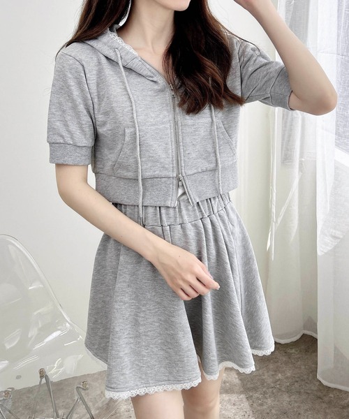 INGNI（イング） パーカー レース付ジップパーカー＋スウェットミニ