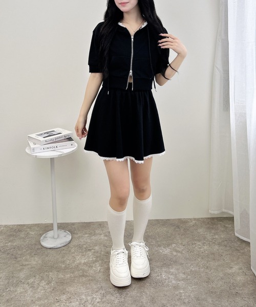 INGNI（イング） パーカー レース付ジップパーカー＋スウェットミニ