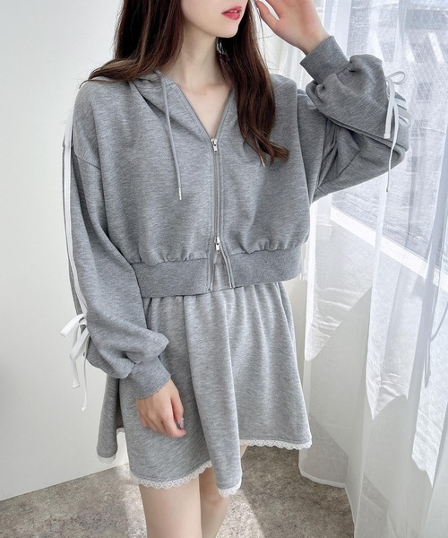 INGNI パーカー レース付ジップパーカー＋スウェットミニフレアー