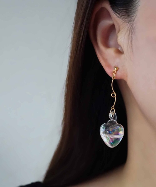 CERCA ピアス jolie minette/お水入り ハートガラスドーム レディース