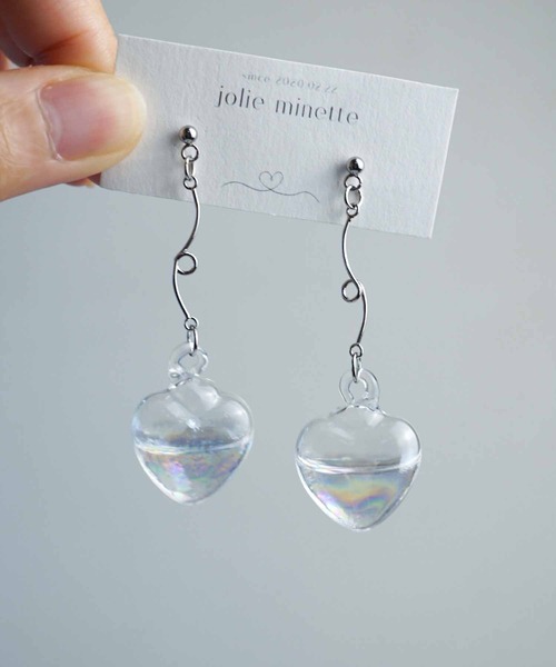 ラブリーハートウォーターガラスドームピアス　可愛い ラブリーハートウォーターガラスドームピアス 可愛い アクセサリー