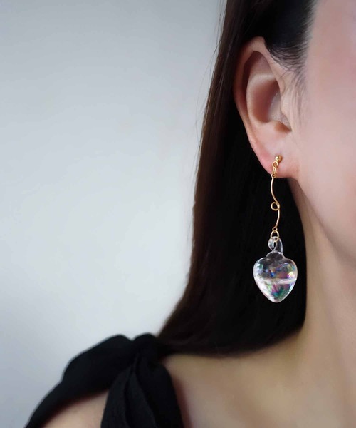 CERCA ピアス jolie minette/お水入り ハートガラスドーム レディース