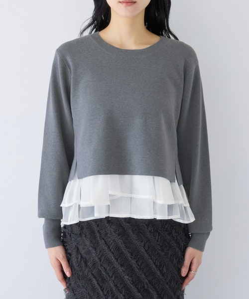 VIS（ビス） ニット セーター ペプラムオーガンジードッキングニット