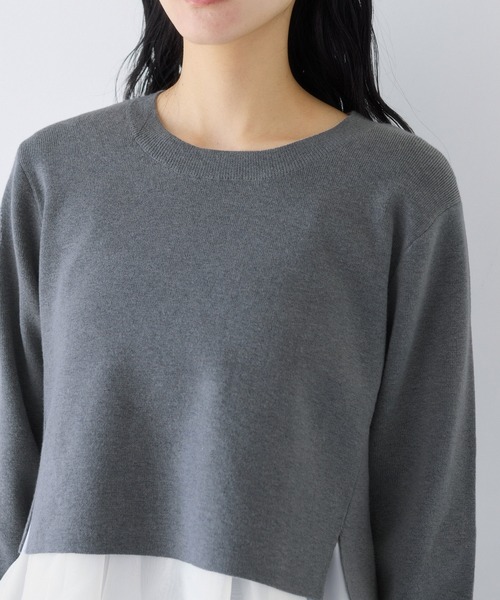 VIS（ビス） ニット セーター ペプラムオーガンジードッキングニット