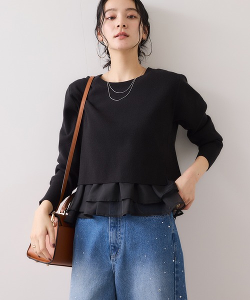 VIS（ビス） ニット セーター ペプラムオーガンジードッキングニット