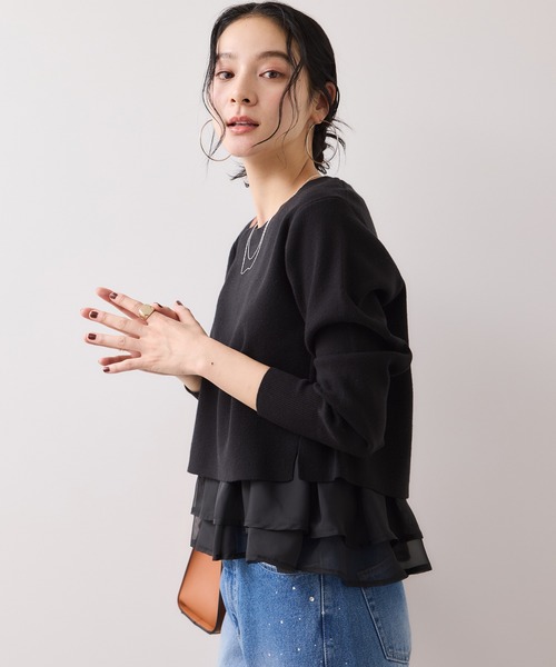 VIS（ビス） ニット セーター ペプラムオーガンジードッキングニット