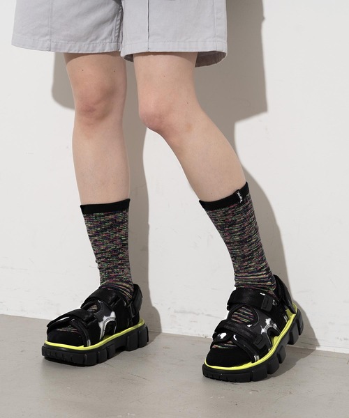 「X-girl」 フラットサンダル 25.0cm ブラック レディースの画像