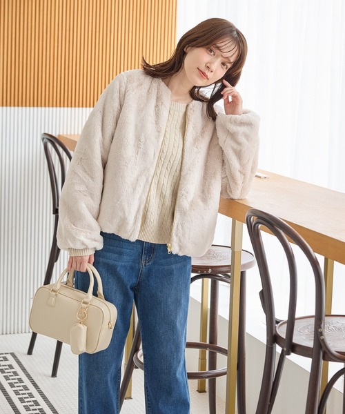 Honeys（ハニーズ） ブルゾン アウター ノーカラーファーブルゾン