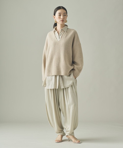 Curensology 上質ウールカシミヤ オーバーサイズ クルーネックニット カレンソロジー】ウールカシミヤクルーネックニット カシミヤ オーバー