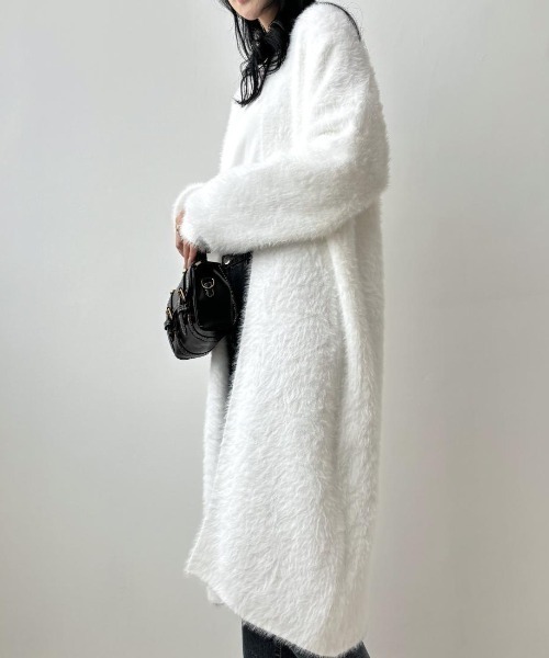 ニット セーター ふわふわロングシャギーニットカーディガン