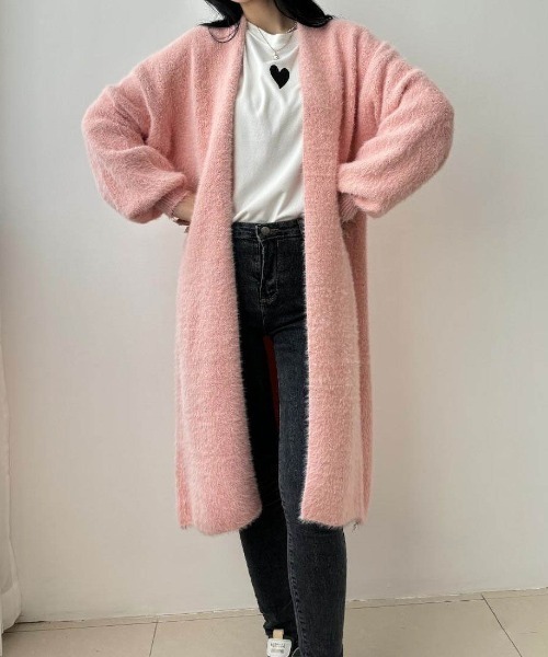 ニット セーター ふわふわロングシャギーニットカーディガン