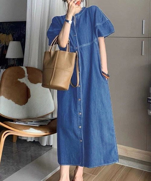 「Girly Doll」 半袖ワンピース F ブルー レディース_画像2