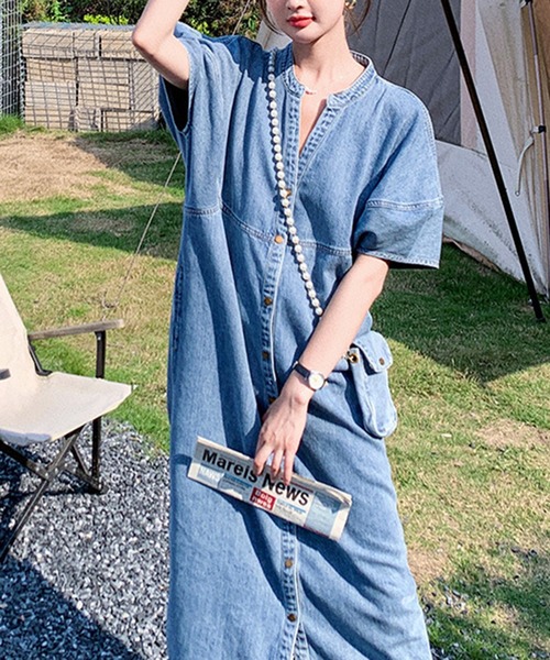 「Girly Doll」 半袖ワンピース F ブルー レディース_画像3