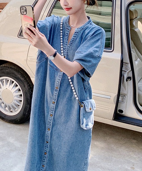 「Girly Doll」 半袖ワンピース F ブルー レディース_画像5